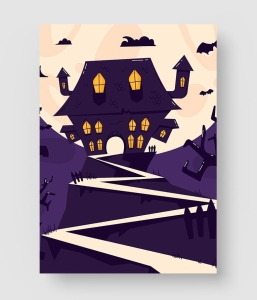 万圣节城堡插画