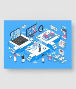 咨询场景2.5D插画