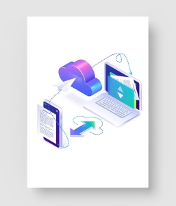 文件传输2.5D插画