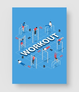 健身运动2.5D插画