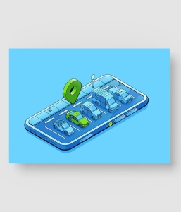 手机导航2.5D插画